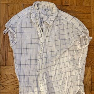 Madewell White Short-Sleeve Windowpane Button-Down Shirt